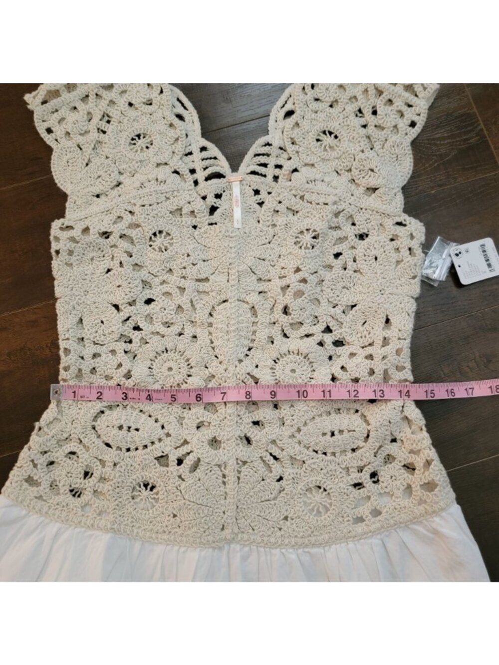 Free People Kinsley Crochet Mini Dress Boho Chic Hippie Retro Feminine Womens S - Picture 7 of 8